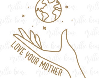 Love Your Mother Png, Earth Day, Save the Earth Retro Printable PNG Sublimation, Climate ChangePNG files, Earth Clipart, Recycle PNG files