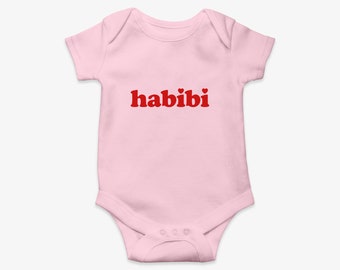 Habibi Two Hearts One Piece, Bodysuit, Baby, Girl, Boy, Arab, Arabic, Middle East, Muslim, Gift, Quran, Islam, Love, Pink, Blue, Ramadan