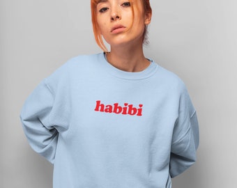 Habibi Two Hearts Sweatshirt, Arab, Middle East, Unisex, Muslim, Gift, Quran, Islam, Men, Women, Valentine's Day, Love, Pink, Blue, Ramadan