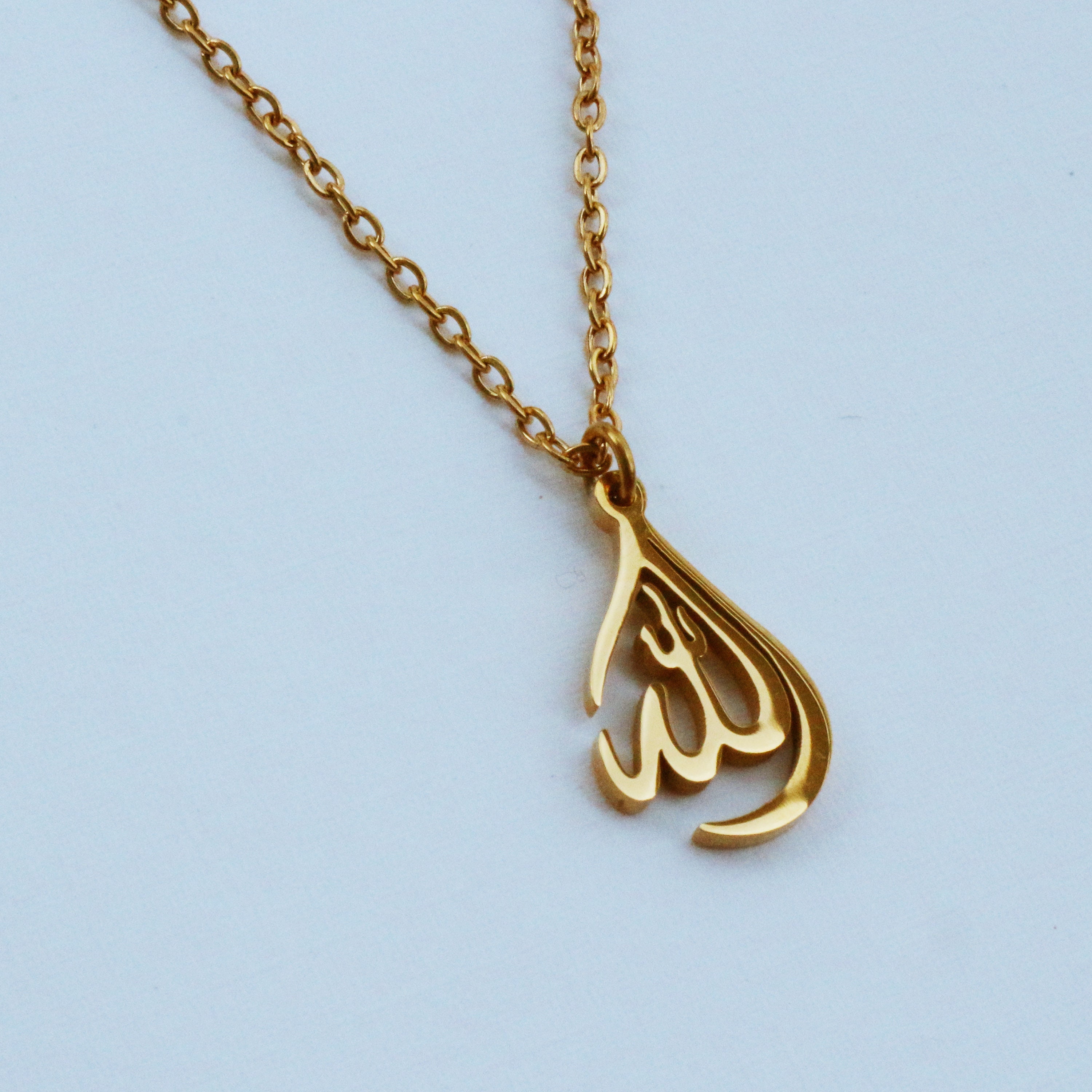 Allah Necklace, Dainty Islamic Necklace, Allah Tear Drop Necklace, Tiny Allah Necklace, Allah Pendant, Islam, Arabic Calligraphy,Gold Plated
