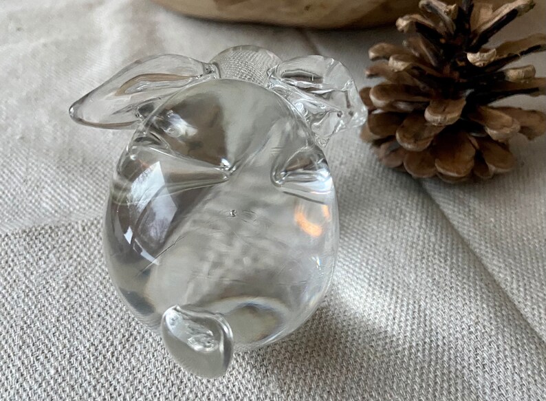 Vintage Oneida Art clear Glass Lead Crystal Paperweight Bunny 2.75\u201d