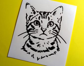 Adorable Kitten Face Vinyl Decal | Cute Cat Sticker | Cat Lover Gift | Car Laptop Window Decoration