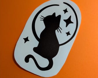Moon Cat Vinyl Sticker | Cat Silhouette Laptop Sticker | Cute Cat Decal | Cat Lover Gift | Minimalist Cat Sticker | Waterproof Vinyl Sticker