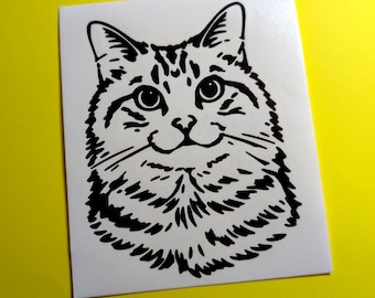 Cute Cat Face Vinyl Decal | Cat Lover Sticker | Minimal Cat Head | Car Laptop Window Sticker | Pet Lover Gift | Sweet Cat