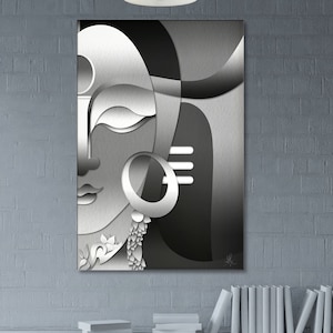 Pintura abstracta de la diosa Parvati - Pintura digital de la diosa hindú sobre lienzo de alta calidad / Decoración de pared abstracta con lienzo de la diosa hindú