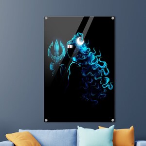 Lord Shiva Painting - Digitally Created & Printed on Crystal Clear Acrylic - High Quality Hindu God Wall Decor