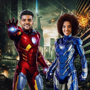 Personalisiertes Superhelden Portrait, Paar Poster, Geburtstagsgeschenk, Geschenk für Ihn, Comics Geburtstagsgeschenk für Kinder