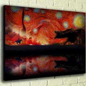 Game of Thornes Dragon Painting in Van Gogh&#39;s Starry Night theme, GOT Canvas, Gift for him
