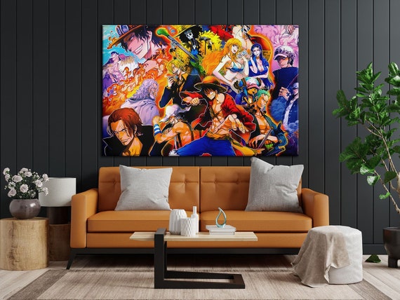 Anime Pirates Framed Canvas, Watercolor Style Digital Painting