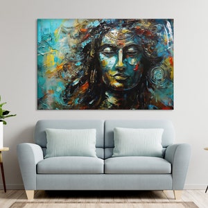 Lord Shiva Painting - Awakening of Lord Shiva in Digital Acrylic on High-Quality Canvas | Hindu God Wall Art
