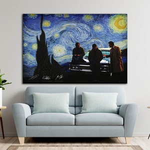 Supernatural Painting in Van Gogh&#39;s Starry Night style- Created Digitally and printed on High Quality Canvas, Supernatural Wall Art