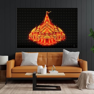 Ram Mandir Painting Created Digitally and Printed on High Quality Canvas - Ayodhya&#39;s Ram Mandir Painting - Ram Mandir Canvas