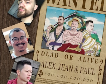 Custom Anime Wanted Poster, One Piece Style Portrait
