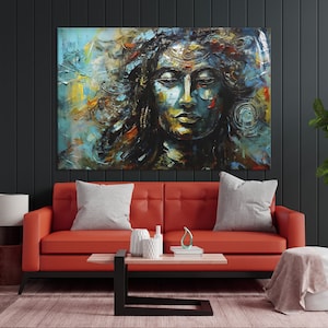 Lord Shiva Painting - Digital Painting on High-Quality Canvas | Hindu God Wall Art | Birthday Gift | Gift For Him | Gift For Her
