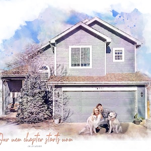 House portrait, house painting, housewarming gift, realtor gift, home painting, home portrait, custom painting, watercolor home painting