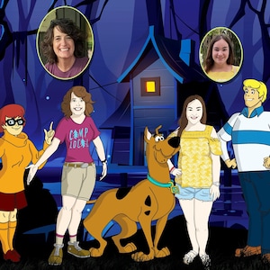 Custom Cartoon Portrait from photo - Transform yourself into a cartoon character with the famous mystery gang