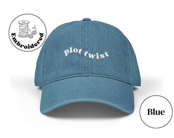 Plot Twist Denim Hat, Embroidered Bookish Cap,Bookworm Dad Hat, Gift for Movie Lovers, Gift for Book Lovers