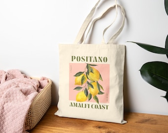 Amalfi Coast Lemon Tote Bag: Positano Italy Travel Canvas Bag