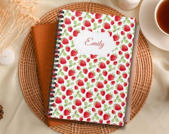 Personalized Strawberry Notebook: Spiral Journal, Cottagecore Stationery