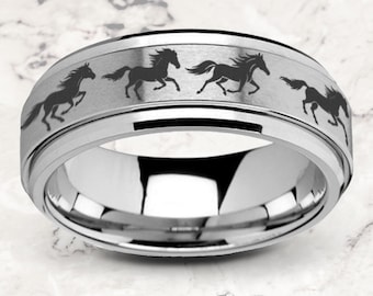 スターリングシルバーの馬の指輪、動物のジュエリー、乗馬ギフト