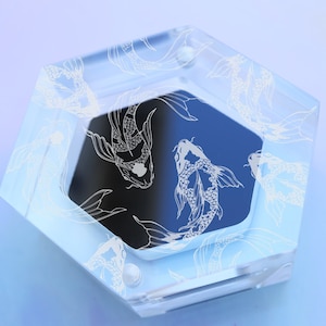 Koi Fish Ring Case, Engraved Clear Acrylic Koi Fish Ring Box, Clear Acrylic Koi Fish Ring Box, Koi Jewelry Box, Koi Fish Wedding Ring Box