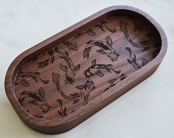 Plato para anillos de pez koi personalizado, soporte para anillos, plato para anillos de compromiso, plato para anillos de boda personalizado, regalo de aniversario para ella, plato para anillos de estilo japonés.