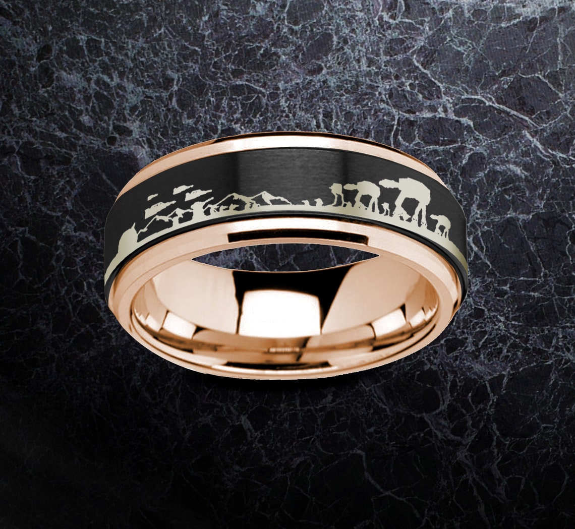 Star Wars Wedding Band Star Wars Wedding Ring Hoth Battle | Etsy