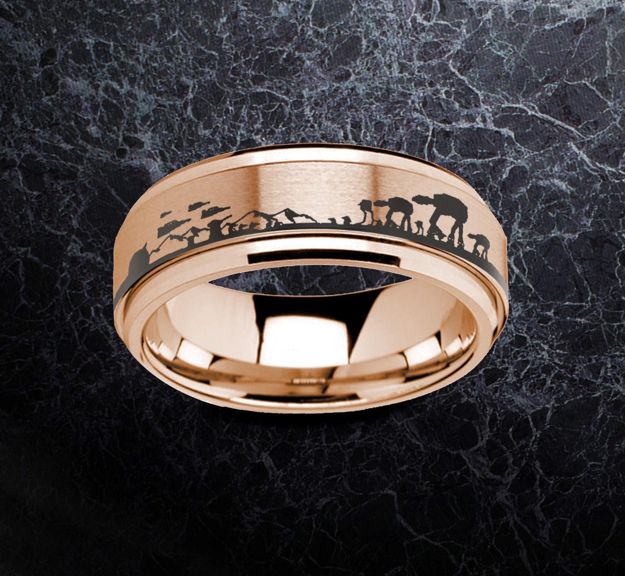 Star Wars Wedding Band Star Wars Wedding Ring Hoth Battle Etsy