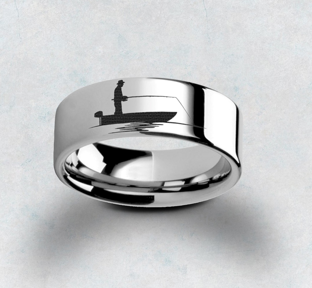 Engraved Boat Fishing Wedding Ring, Boat Fishing Promise Ring, Angler  Engagement Ring, Fishing River Wedding Band, Hunter Ring 4mm to 10mm 