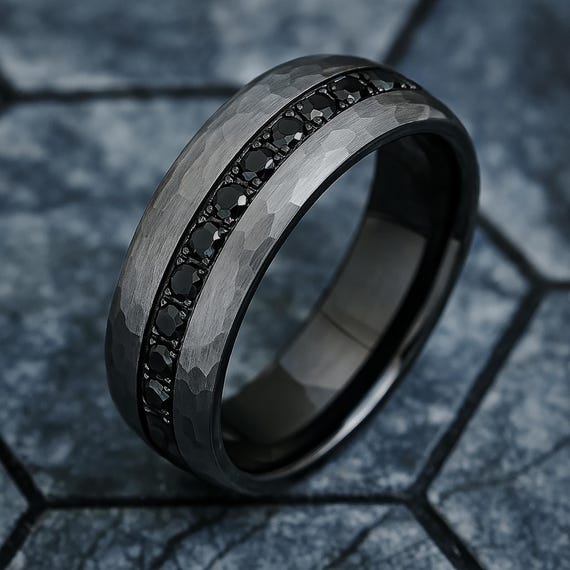 crownal 6 mm 8 mm 10 mmブラックタングステン結婚式バンドリング刻印「I LOVE YOU」メンズレディースステップダウンエッジブラシ仕上げサイズ4 to 17 CROWNAL メンズ 6mm 8mm 10mm タングステン 結婚指輪 タングステン