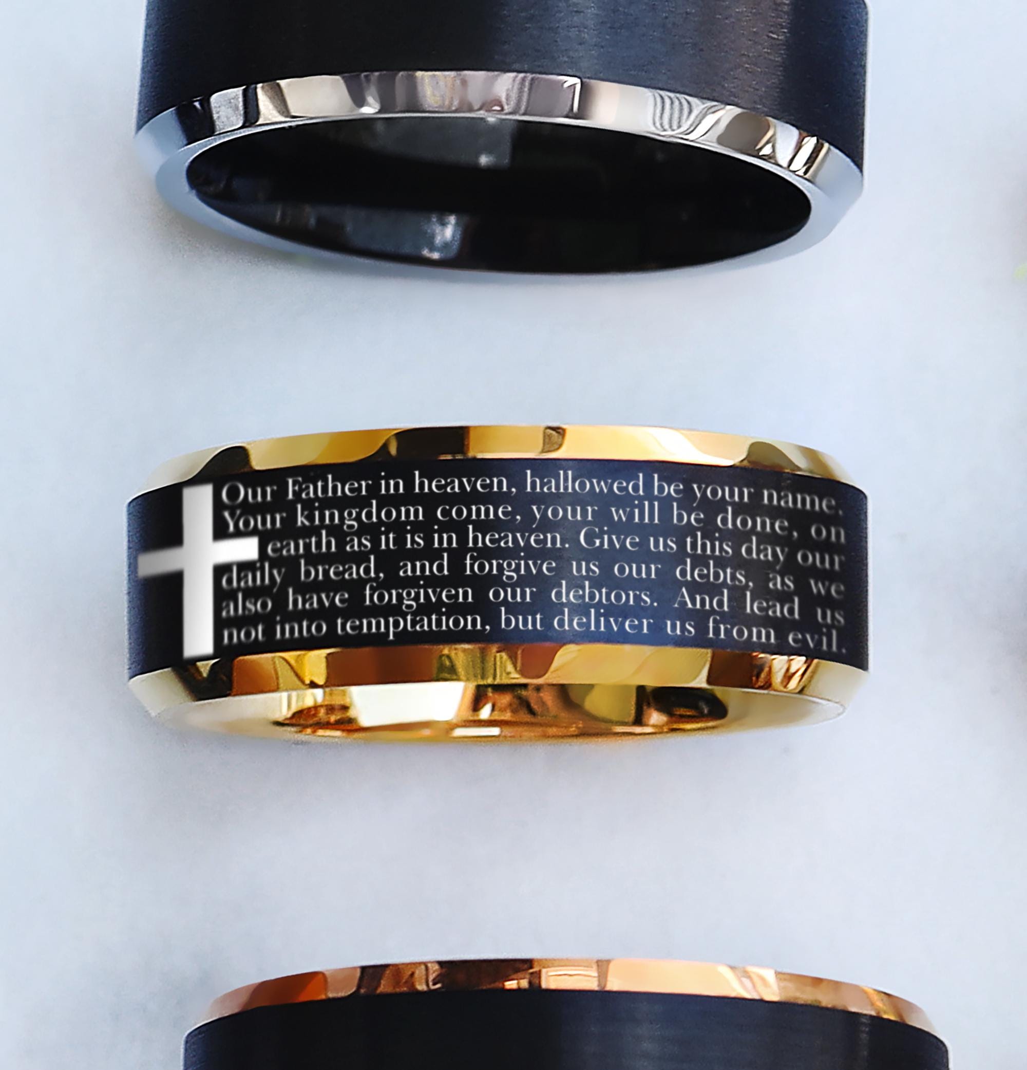 Engraved Lords Prayer Ring, Christian Ring, Bible Verse Ring, Memorial ...