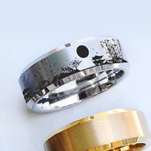 Engraved Feudal Japan Scene Ring, Old Japan Scene Ring, Nihon Japanese ...