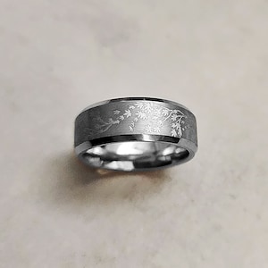 Engraved Japanese Maple Tree Ring, Maple Tree Wedding Ring ,maple Tree ...