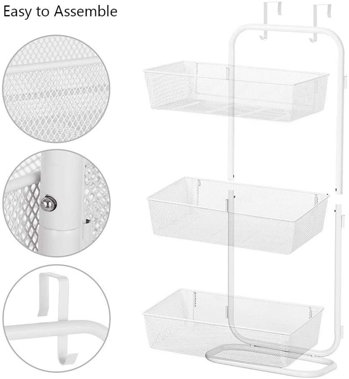 3 Tier Hanging Storage Basket Organizer Rack with 2 Hooks and Etsy