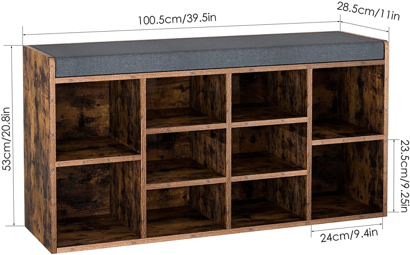 Shoe Storage Bench With Seating Cushion Cubbie Shoe Etsy