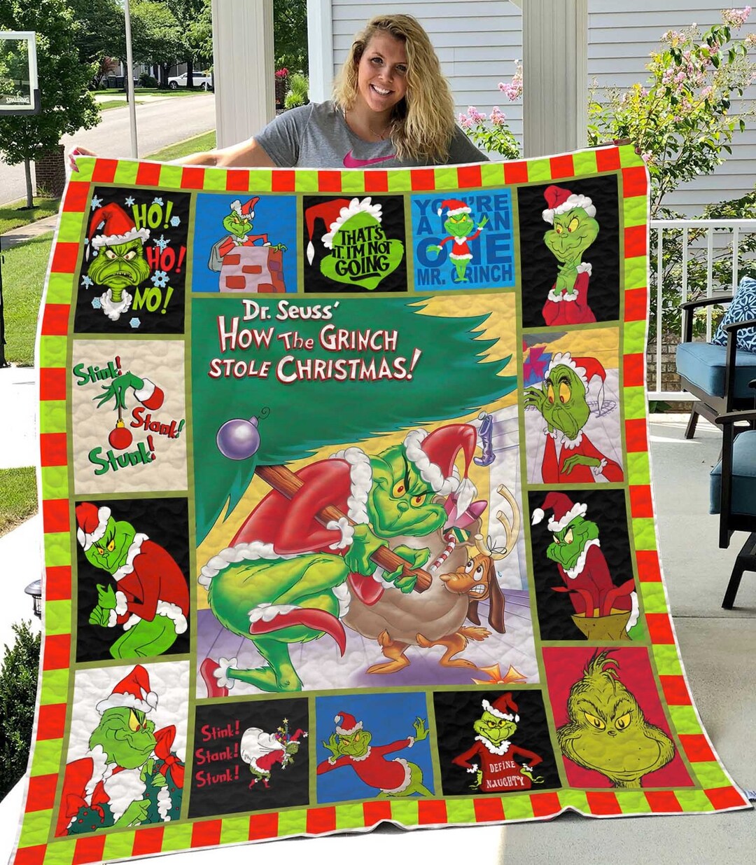 How the Grinch Stole Christmas Blanket Grinch Face Blanket Etsy
