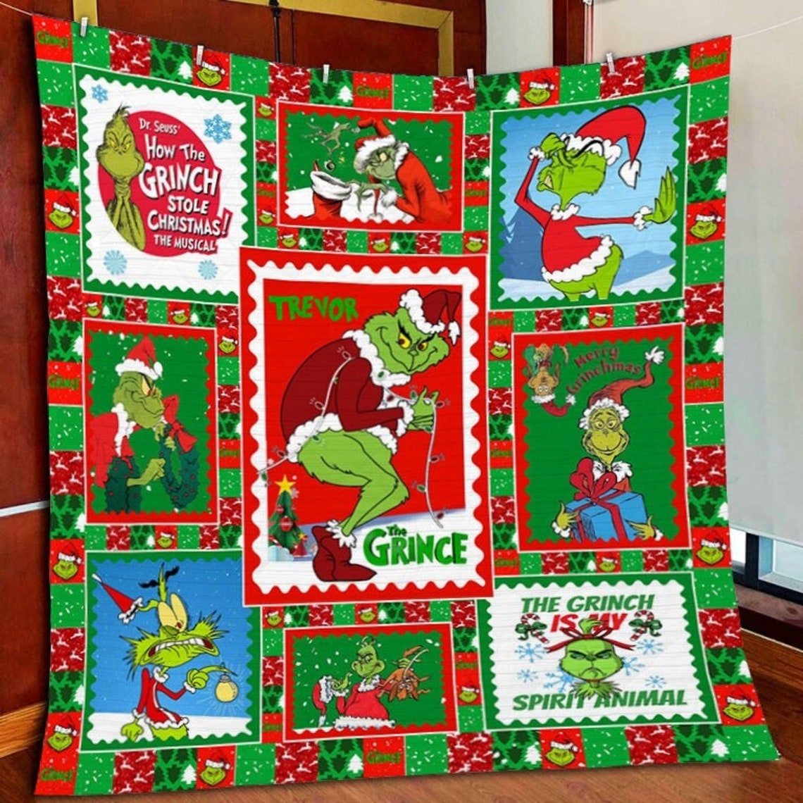Personalized Dr. Seuss the Grinch Fleece Blanket Christmas Etsy