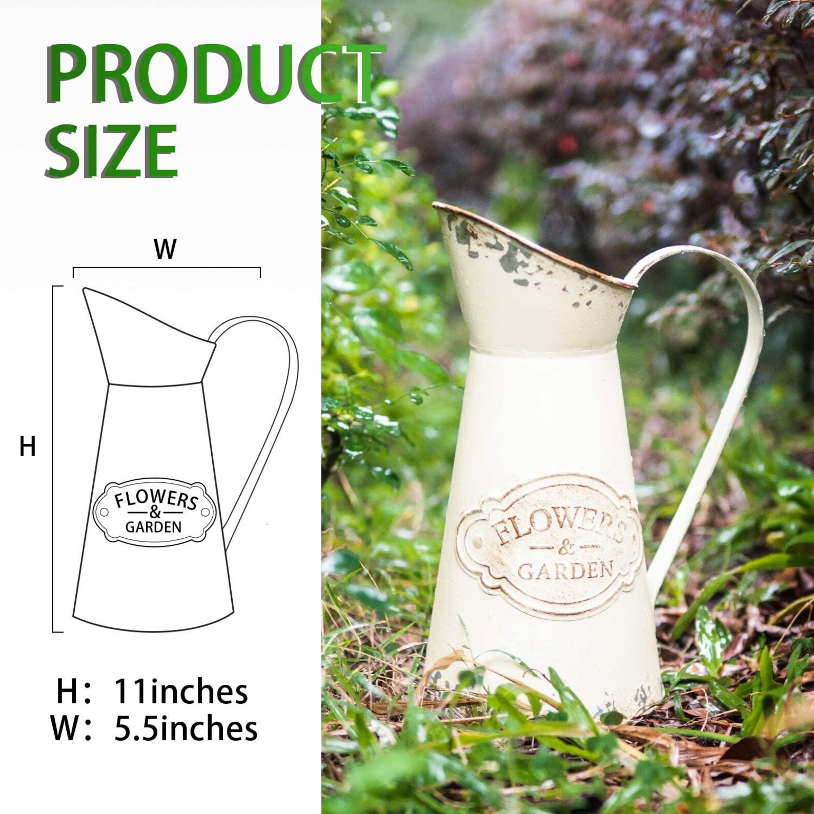 Farmhouse Decorative Pitcher Metal Rustic Pitcher Vase Flower Etsy