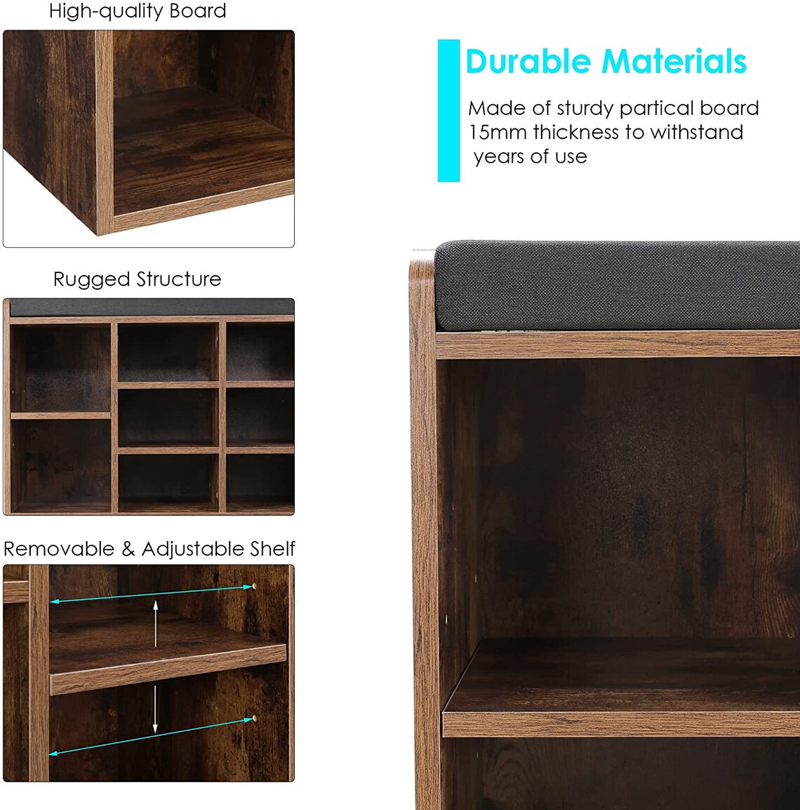 Shoe Storage Bench With Seating Cushion Cubbie Shoe Etsy