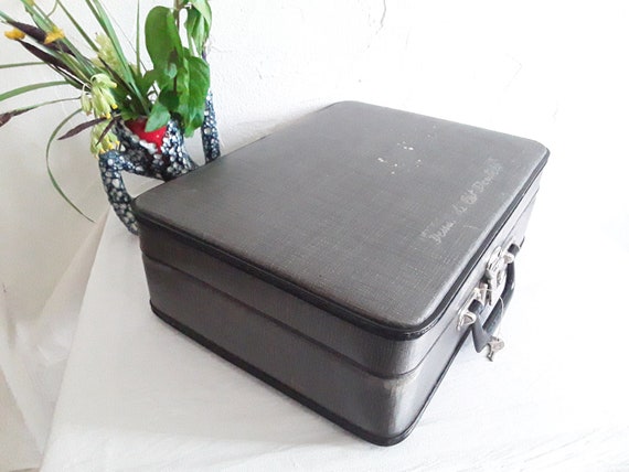 Valise Vintage Ronde Des Années 60 - Bleue, Coque Rigide - Fabriquée Aux USA - état Occasion