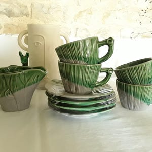 Green porcelain coffee set