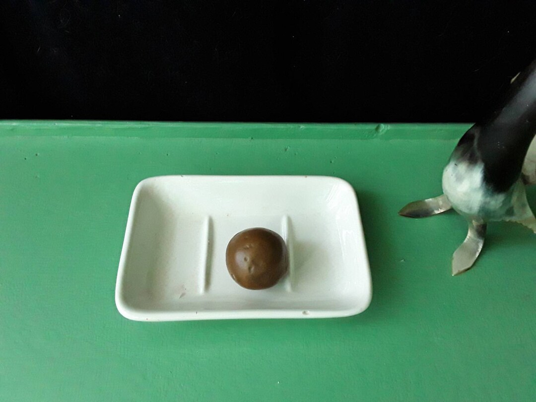 DIGOIN, PORTE SAVON /ÉPONGE en faïences année 1950 ancien salle de bain