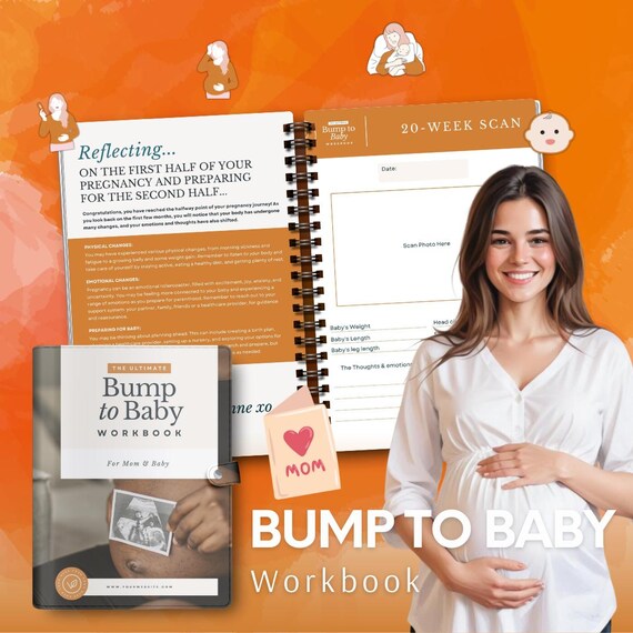 Bump to Baby Workbook-Canva Template:Gestation-Maternity-Gravidity-family way-Pregnant Health-With child-have a baby-trimester-give birth