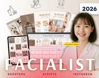 Facials Biz Kit Bundle2026 - Canva Template-Instagram Post Ideas-Planner-Estheticians Beauty Salon Content Calendar-Google Sheet