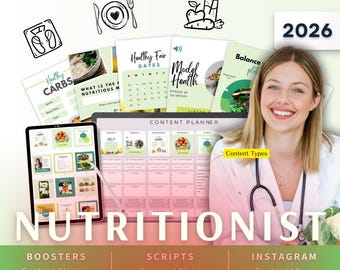 Nutritionist Biz Kit Bundle2026 - Canva Template-Instagram Post Ideas-Planner-Nutrition Coach Content Calendar-Google Sheet