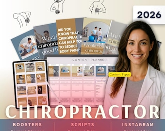 Chiropractor Biz Kit Bundle2026 - Canva Template-Instagram Post Ideas-Planner-Chiropractic Clinic Content Calendar-Google Sheet