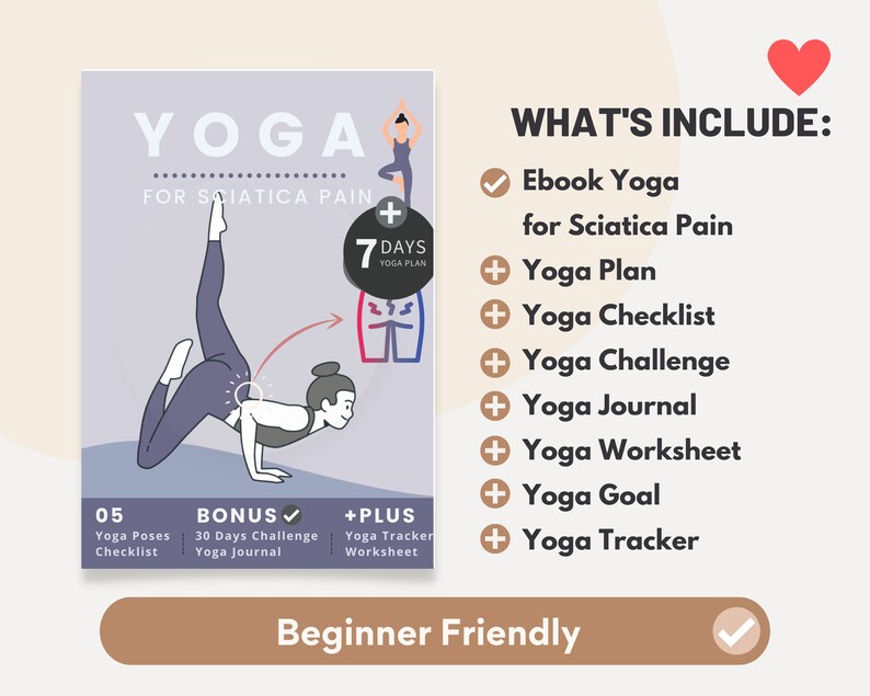 Yoga for Sciatica Pain 2024 Printable Ebook Yoga Plan-Yoga Journal-Yoga Tracker-Yoga Worksheet-Yoga Challenge-Yoga Checklist-Yoga Goal image 2