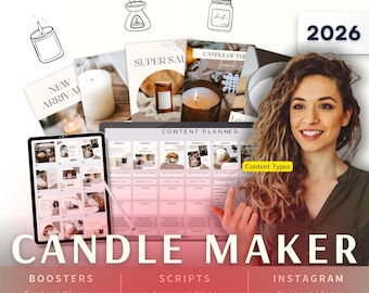 Candle Maker Biz Kit Bundle2026 - Canva Template-Instagram Post Ideas-Planner-Aromatherapy Content Calendar-Google Sheet