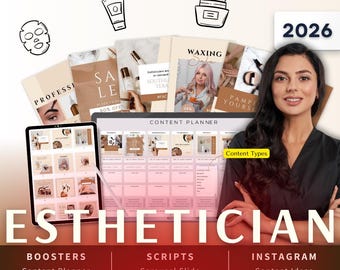 Esthetician Biz Kit Bundle2026 - Canva Template-Instagram Post Ideas-Planner-Skincare Content Calendar-Google Sheet