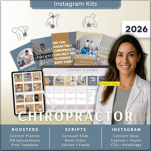 Chiropractor Instagram Kit 7in1 Bundle Canva Template-Content Planner-Caption-Reels-Insta Story-Carousel-DM Manychat Chiropractic